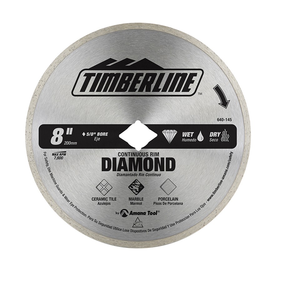640-145 Continuous Rim Diamond 8 Inch Dia x 5/8 Bore with Diamond Knockout