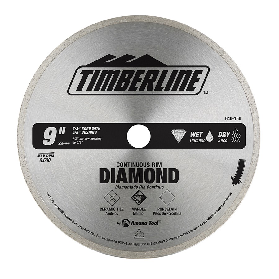 640-150 Continuous Rim Diamond 9 Inch Dia x 7/8 Bore
