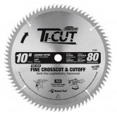 10081 Carbide Tipped Ti-Cut™ Fine Crosscut & Cutoff 10 Inch Dia x 80T TCG, 10 Deg, 5/8 Bore