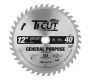 12040 Carbide Tipped Ti-Cut™ General Purpose & Finishing 12 Inch Dia x 40T ATB, 18 Deg, 1 Inch Bore